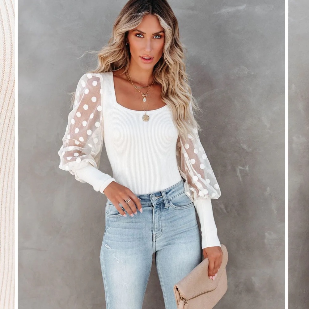 Vici Mina Polka Dot Knit Blouse, size XL